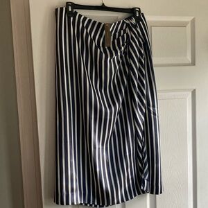 NWT J.Crew Striped Navy and White Skirt, sarong look, size 12